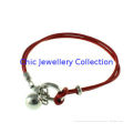 Stainless Steel Silk-screen Stylish Womens Leather Wrist Bracelets With Rhinestone